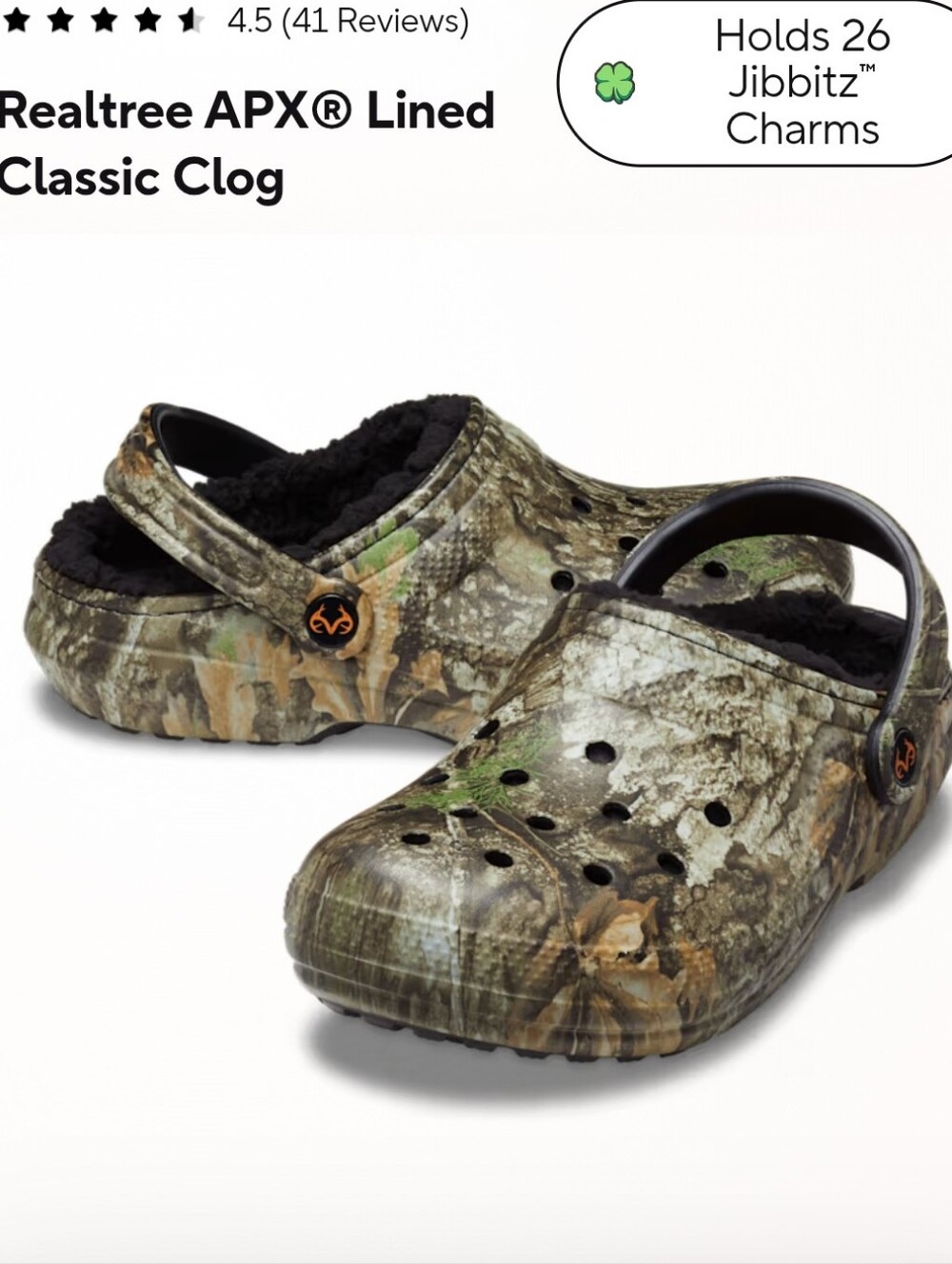 Crocs Realtree Fur Lined Croc